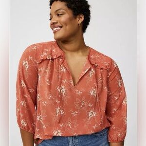 Torrid Coral Floral Blouse